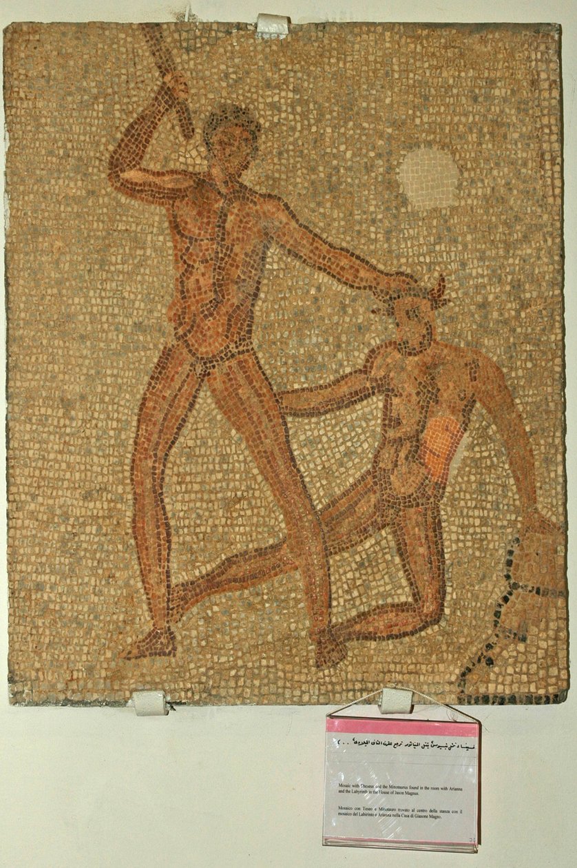 Theseus ja Minotauros, Jacob Magnuksen talosta (mosaiikki) tekijältä Roman