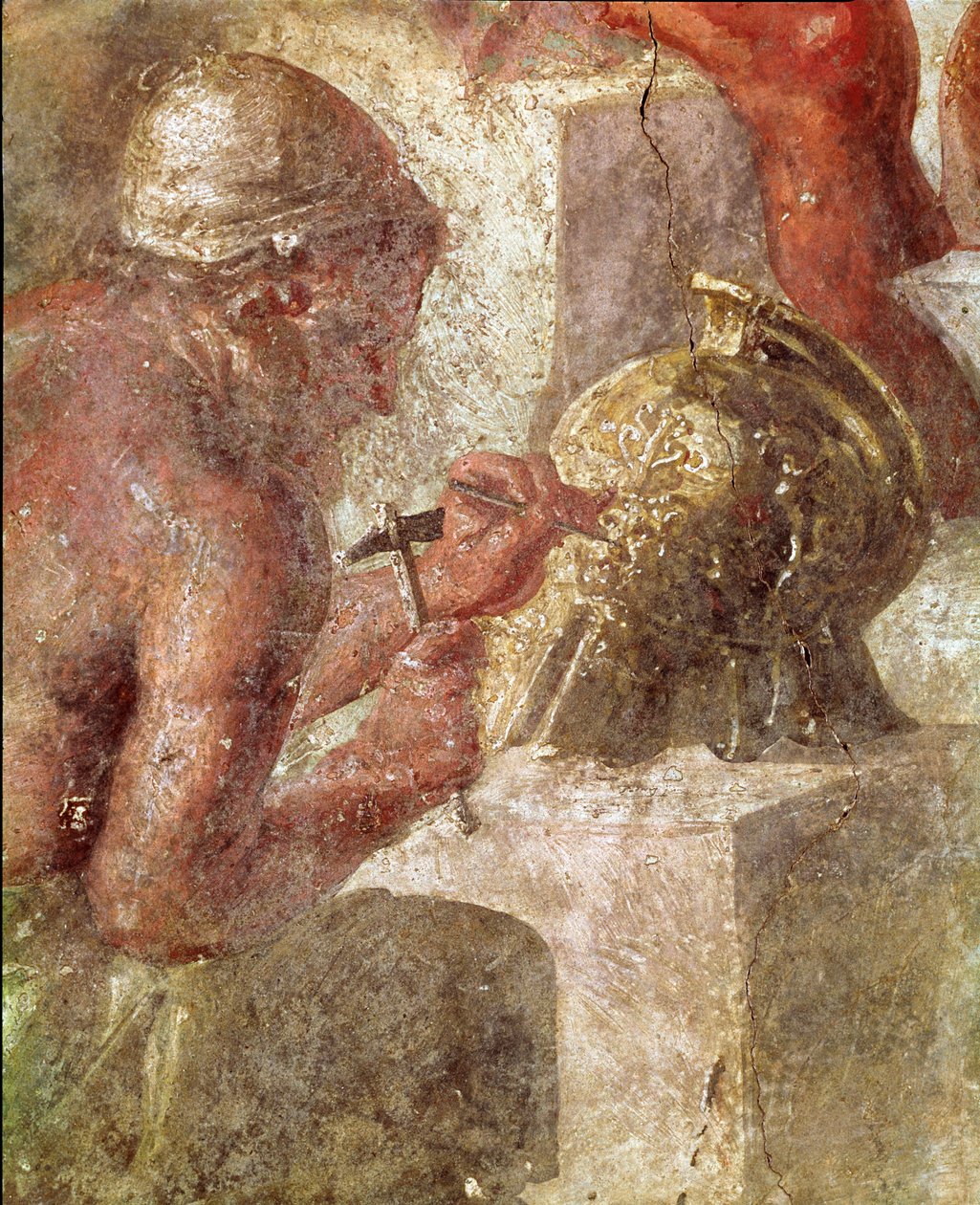 Thetis Vulcanin pajassa, yksityiskohta työntekijästä (fresko tekijältä Roman