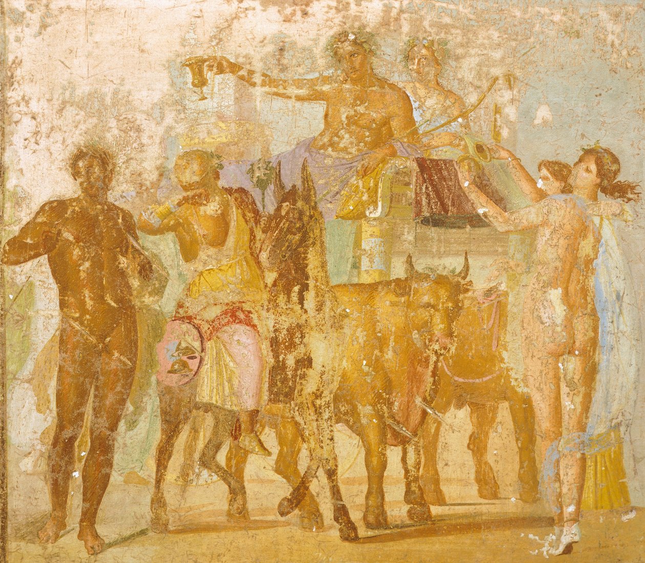 Seinämaalaus, joka kuvaa Bacchuksen voittoa, Marcus Lucretius Fronton talosta, Pompejista, Campaniasta, Rooman sivilisaatiosta tekijältä Roman