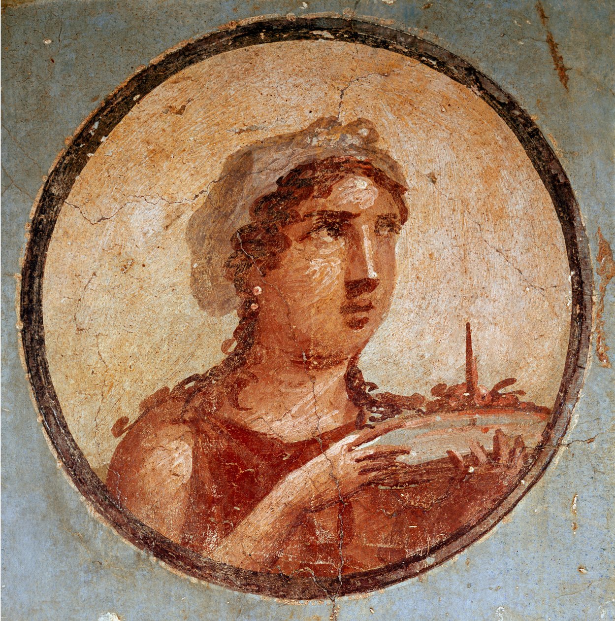 Nuori tyttö ruokalajin kanssa (fresko tekijältä Roman