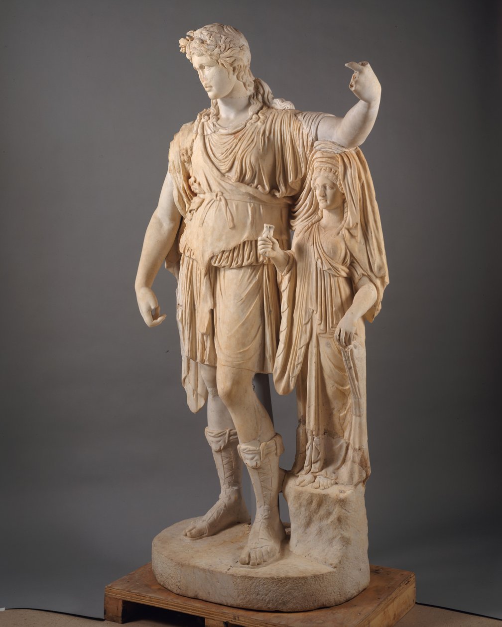Naishahmoon nojaava Dionysoksen patsas ("Toivo Dionysos"), 27 eKr.–68 jKr (marmori) tekijältä Roman Imperial Period