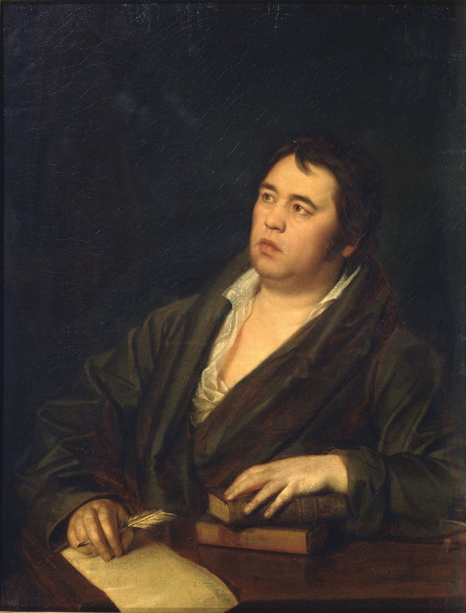 Runoilija Ivan A. Krylovin muotokuva 1769-1844, 1812 tekijältä Roman Maximovich Volkov