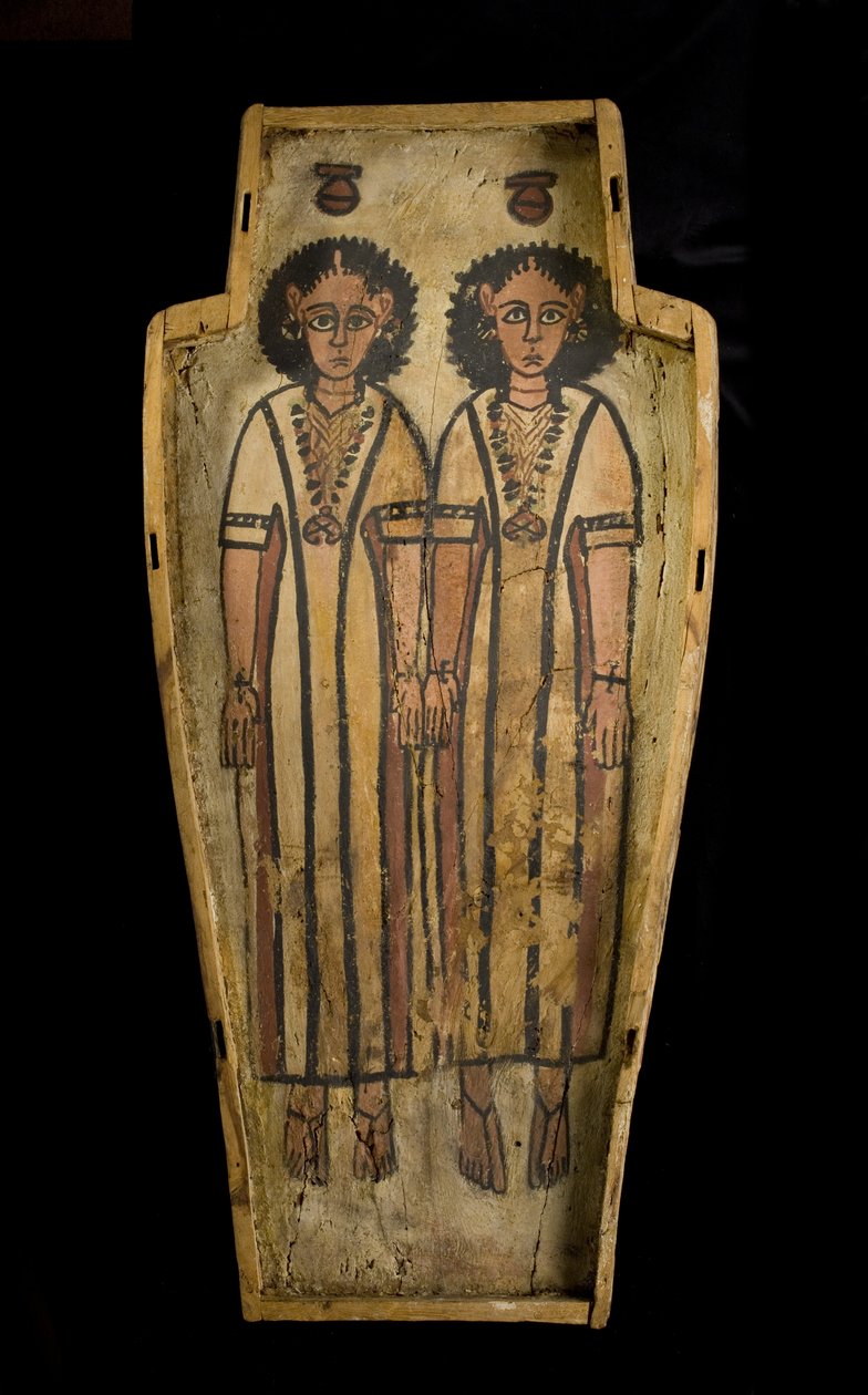 Base del taüt antropoide, Alt Egipte, Tebes, període romà tardà, c.175-200 dC (fusta arrebossada i pintada) finlandès tekijältä Roman Period Egyptian