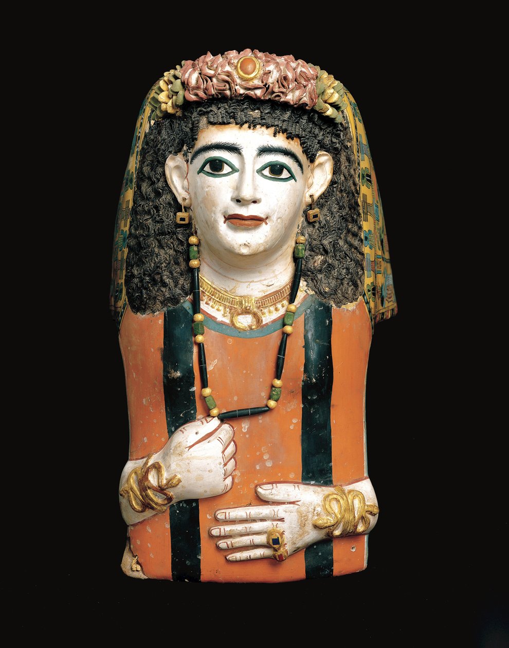 Muumionaamio, 60-70 jKr. (maalattu kartonki, kipsi ja kasvikuidut). tekijältä Roman Period Egyptian