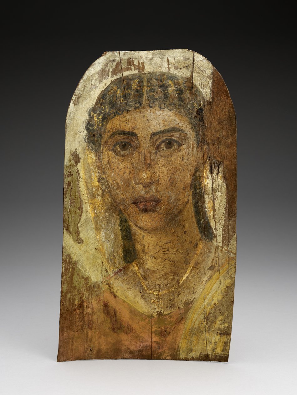 Muumio nuoren naisen muotokuva, AD 1-100 (maalattu puu, vaha ja tekstiili) tekijältä Roman Period Egyptian