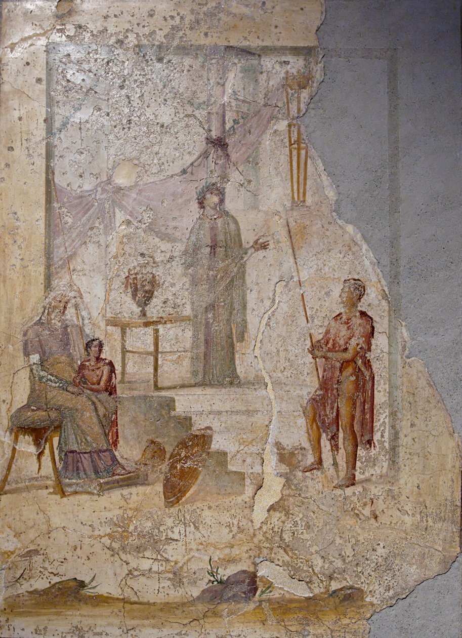 Cassandra ennustaa Troijan tuhoa, 1. H. 1. vuosisata. ILMOITUS tekijältä Roman Pompeian wall painting