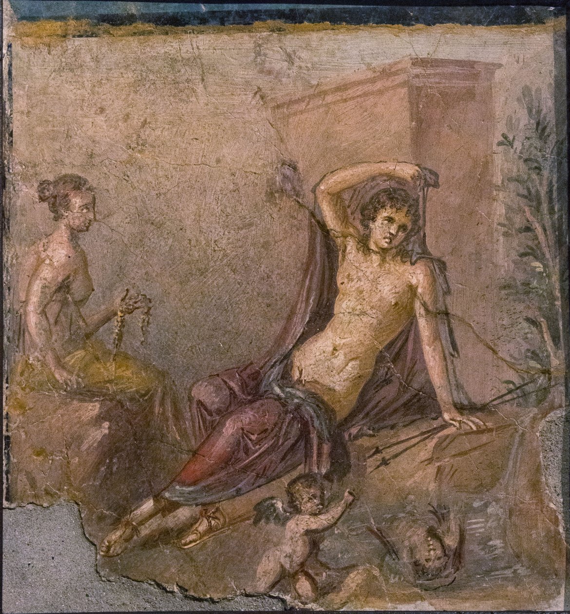 Narcissus, Echo ja Eros, 1. H. 1. vuosisata. ILMOITUS. tekijältä Roman Pompeian wall painting.