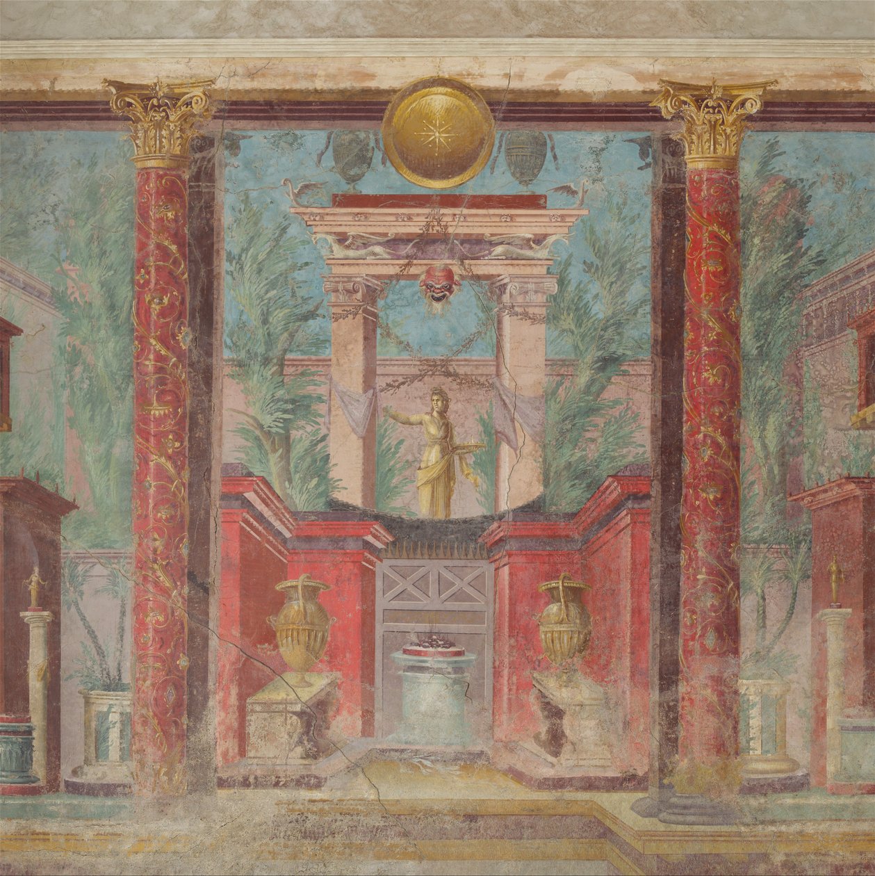 Seinämaalaus Boscorealen huvilan kubikulaarista, noin 50-40 eKr. tekijältä Roman Republican Period