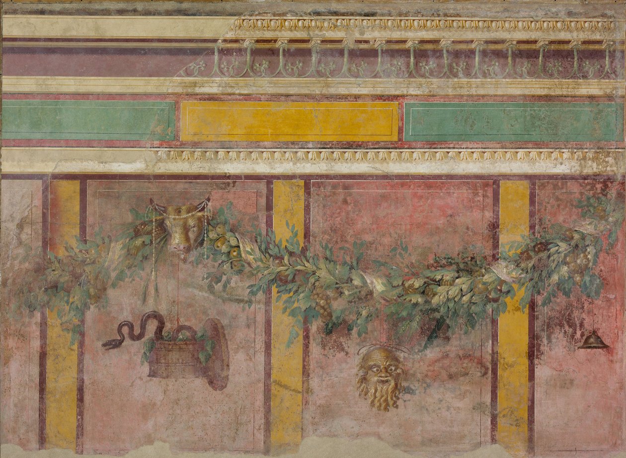 Seinämaalaus Boscorealen huvilan exedrasta, noin 50-40 eKr. tekijältä Roman Republican Period