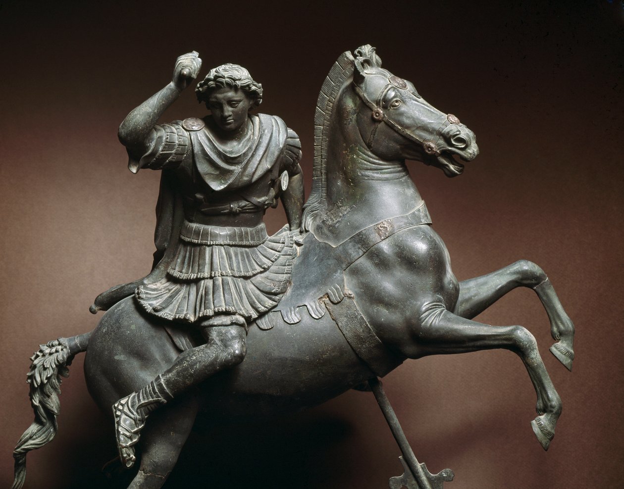 Aleksanteri Suuri (356-323 eKr.) hevosella Hevonen olisi Bucephale. Pronssiveistos Lysippe of Sicyone (395-305 eKr.) Napolin alkuperäisteoksen mukaan, Museo Archeologico Nazionale tekijältä Roman Roman