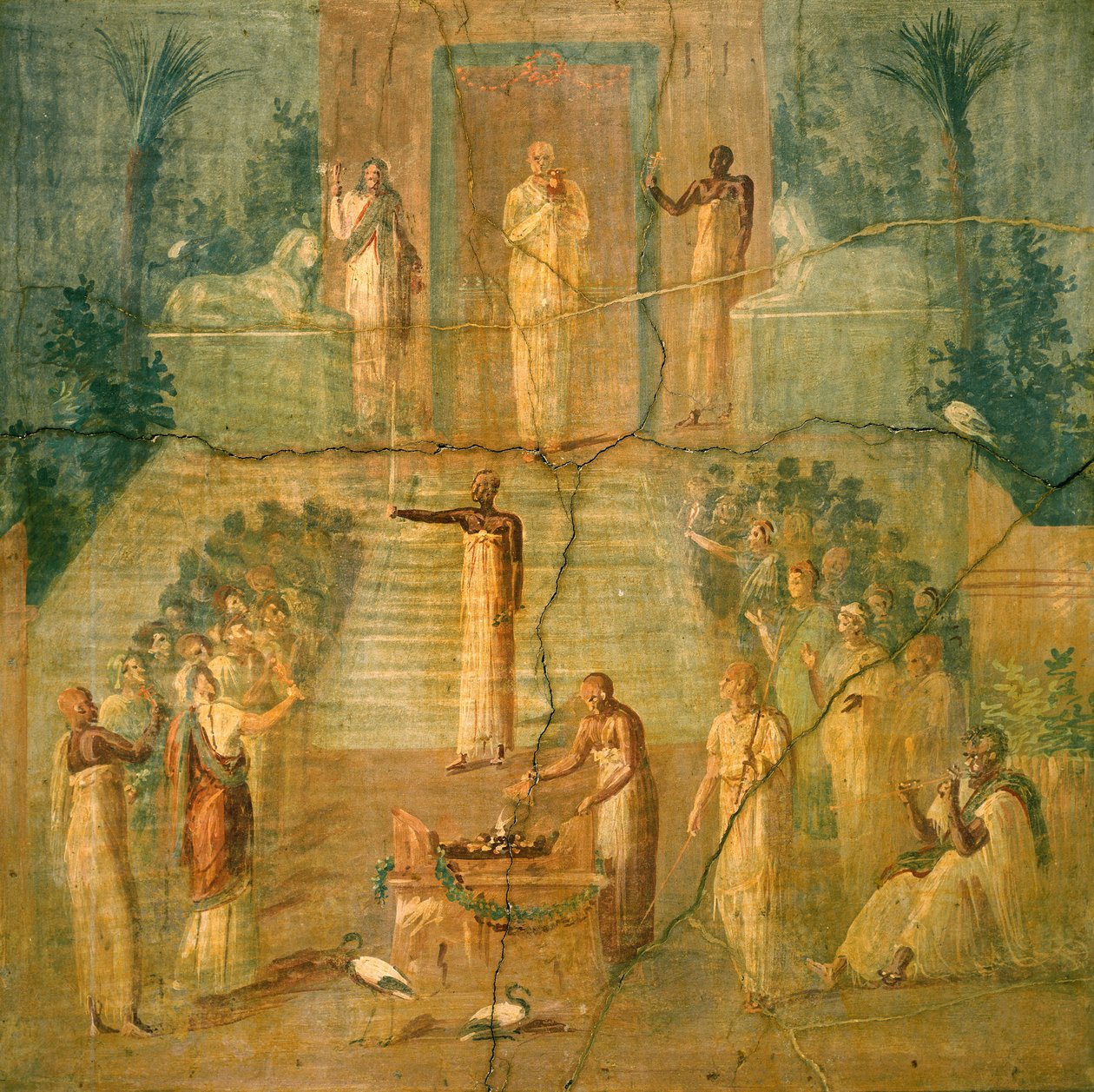 Isisin kultin seremonia Pompejista (fresko) tekijältä Roman Roman