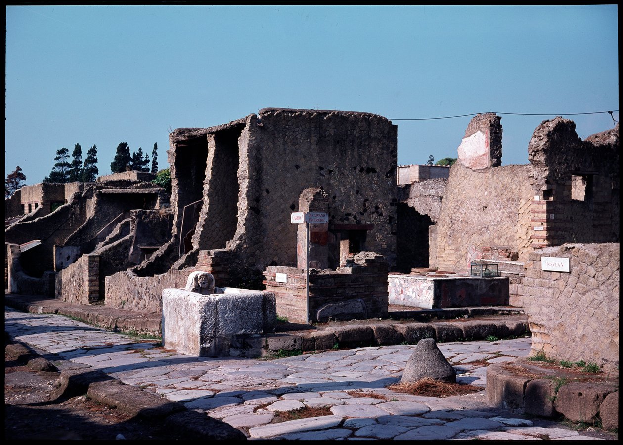 Cardo V:n ja alemman decumanumin välinen risteys, 5. vuosisadalla eKr. - 1. vuosisadalla jKr tekijältä Roman Roman