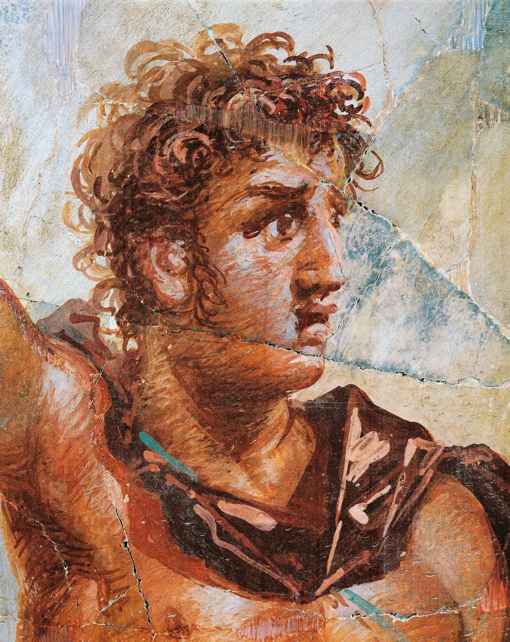 Yksityiskohta Aleksanteria kuvaavasta freskosta Aleksanterin (Ares) ja Stateiran (Aphrodite) avioliitosta, Regio 6 Insula Occidentalis 39, Pompei (UNESCOn maailmanperintöluettelo) tekijältä Roman Roman
