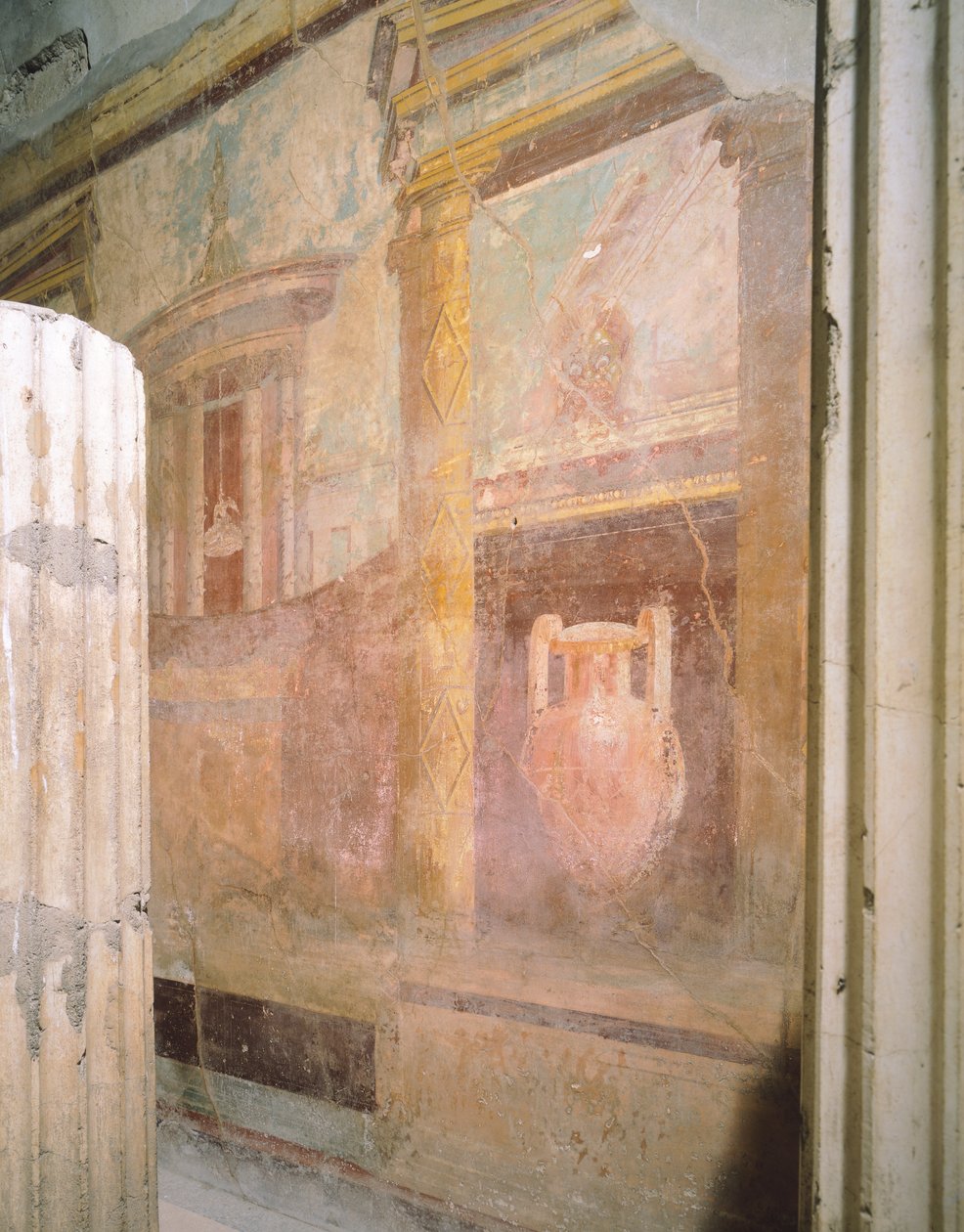 Yksityiskohta freskoista Triklinium-hallissa, Labyrinttitalo, Pompeji, Campania, Roomalainen sivilisaatio tekijältä Roman Roman