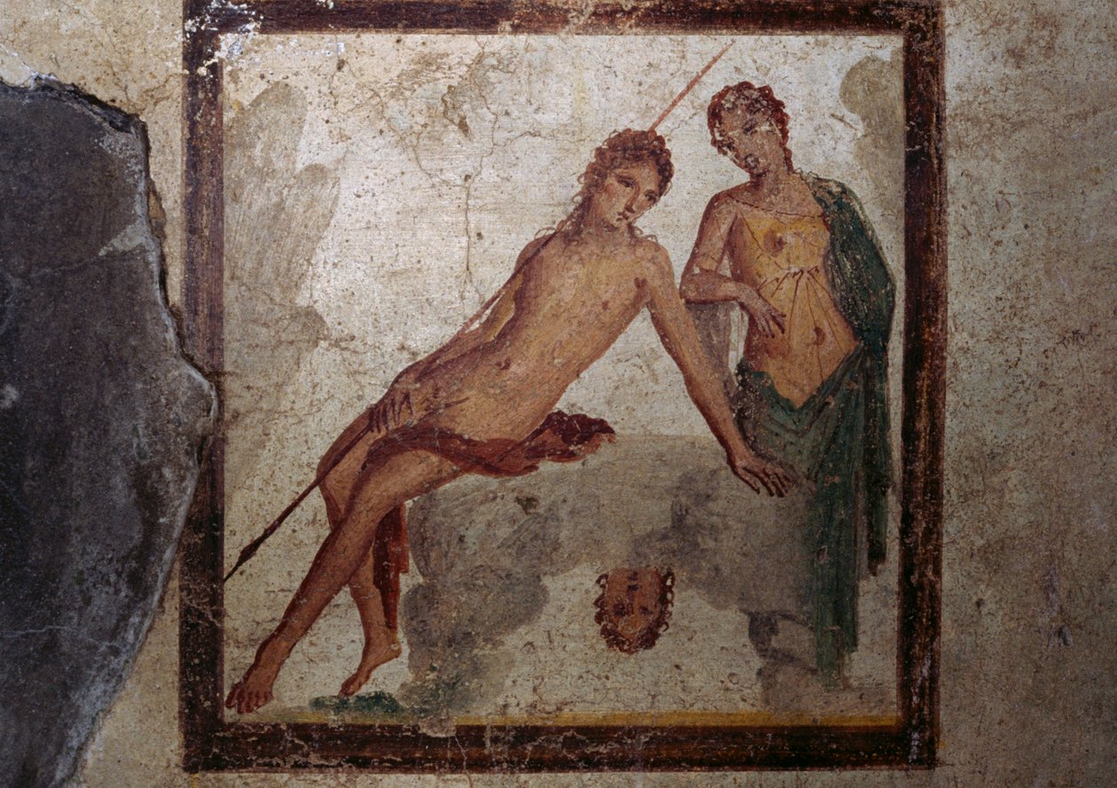 Kaiku ja narkissos, fresko Ephesuksen talon huoneesta Pompejissa (UNESCOn maailmanperintöluettelo) tekijältä Roman Roman
