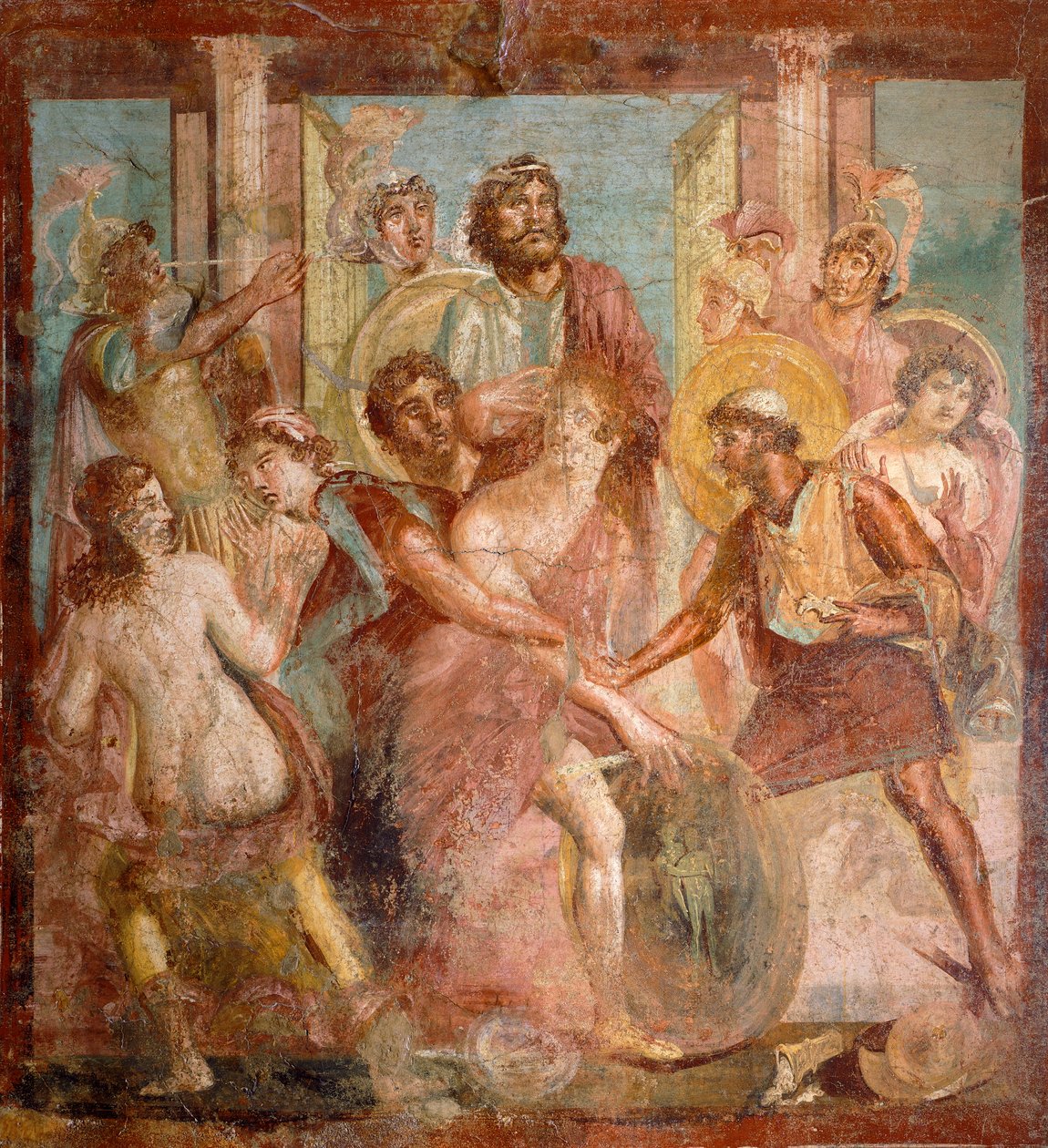 Fresko, joka kuvaa Akhilleusta ja Sciroa, Pompejista, Campaniasta, roomalaisesta sivilisaatiosta tekijältä Roman Roman