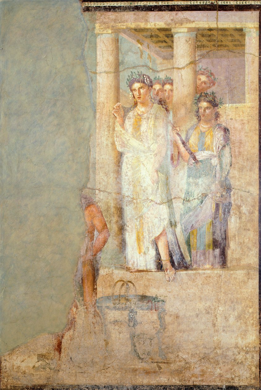 Fresko, joka kuvaa Iphigeniaa Härässä, Caecilius Iucundusin talosta Pompejista tekijältä Roman Roman