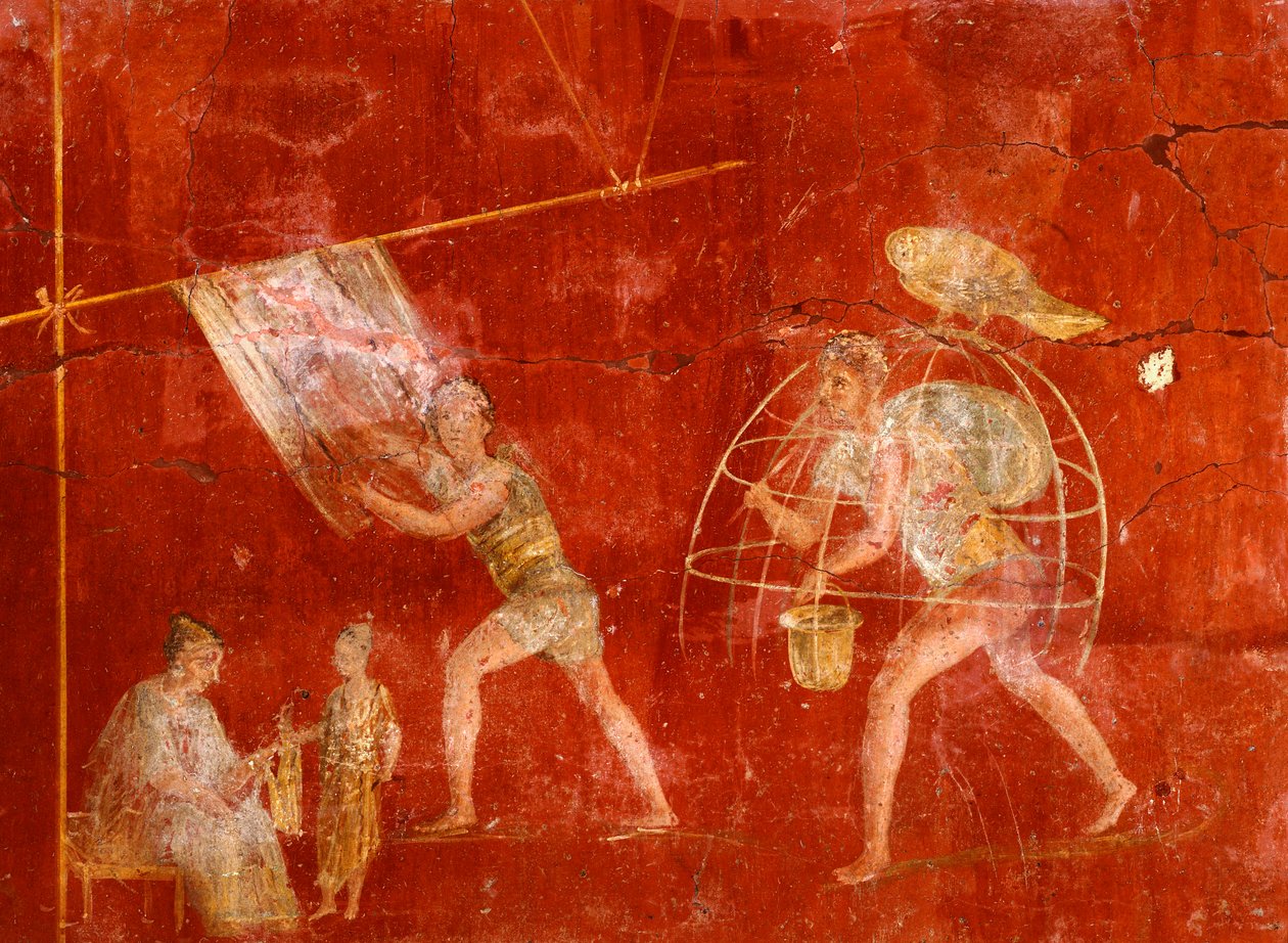 Pesulamiehiä kuvaava fresko Pompejista (UNESCOn maailmanperintöluettelo). tekijältä Roman Roman