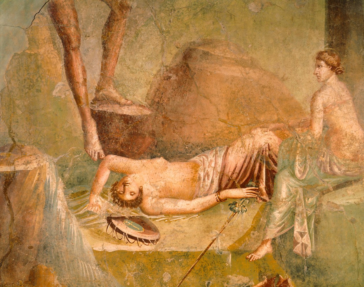 Fresko, joka kuvaa Maenadia nukkumassa, House of Citharist, Pompejista, Campaniasta, roomalaisesta sivilisaatiosta tekijältä Roman Roman
