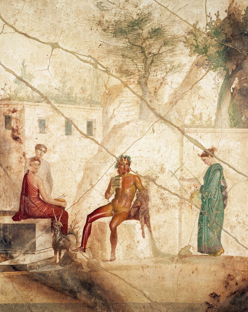 Fresko, joka kuvaa Pania nymfien keskellä, Pompejista, Italiasta (fresko) tekijältä Roman Roman