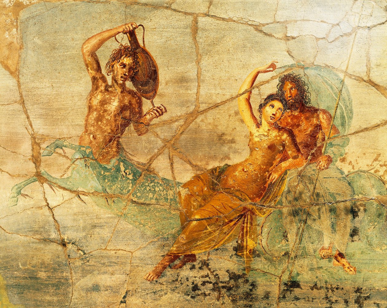 Poseidonia ja Amfitriteä kuvaava fresko Pompejista, Italiasta tekijältä Roman Roman