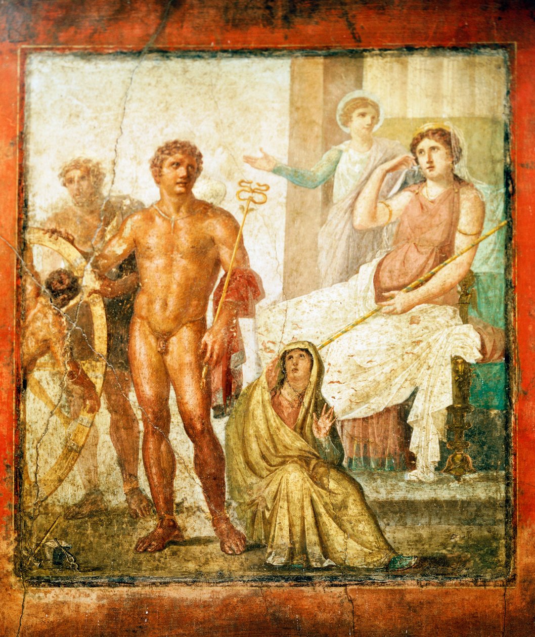Issonen kidutusta kuvaava fresko Vettii-talosta, Pompejista, Campaniasta tekijältä Roman Roman