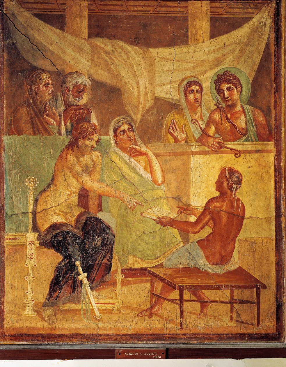 Fresko, joka kuvaa ja A.D.metusta ja Alcestista neuvovat oraakkelit, House of Tragic Poetista, Pompejista, Italiasta tekijältä Roman Roman