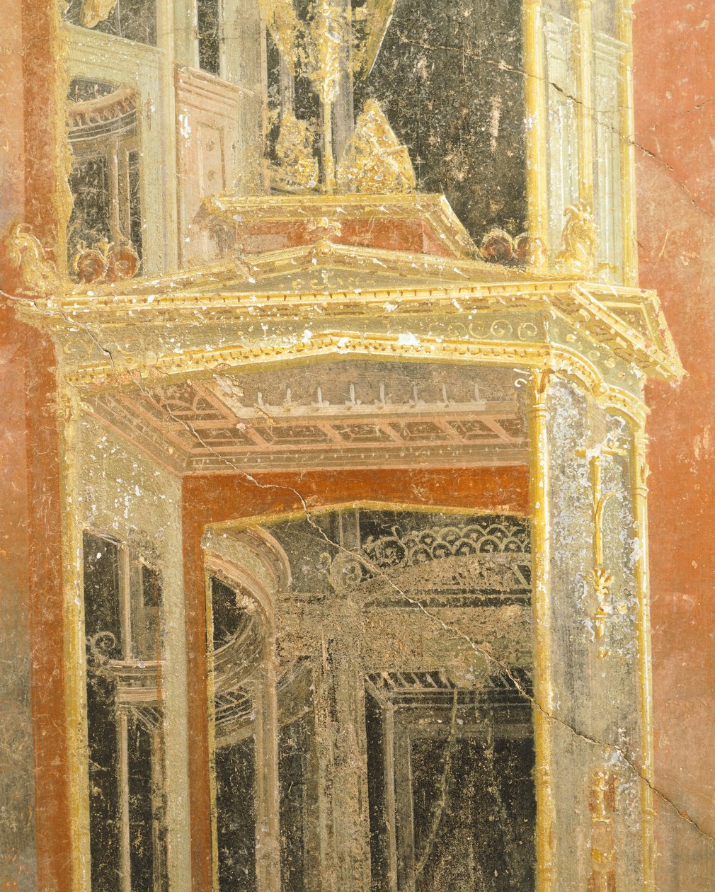 Arkkitehtonisia koristeita kuvaava fresko, Loreio Tiburtinon talo, Pompeiji, Campania, roomalainen sivilisaatio tekijältä Roman Roman
