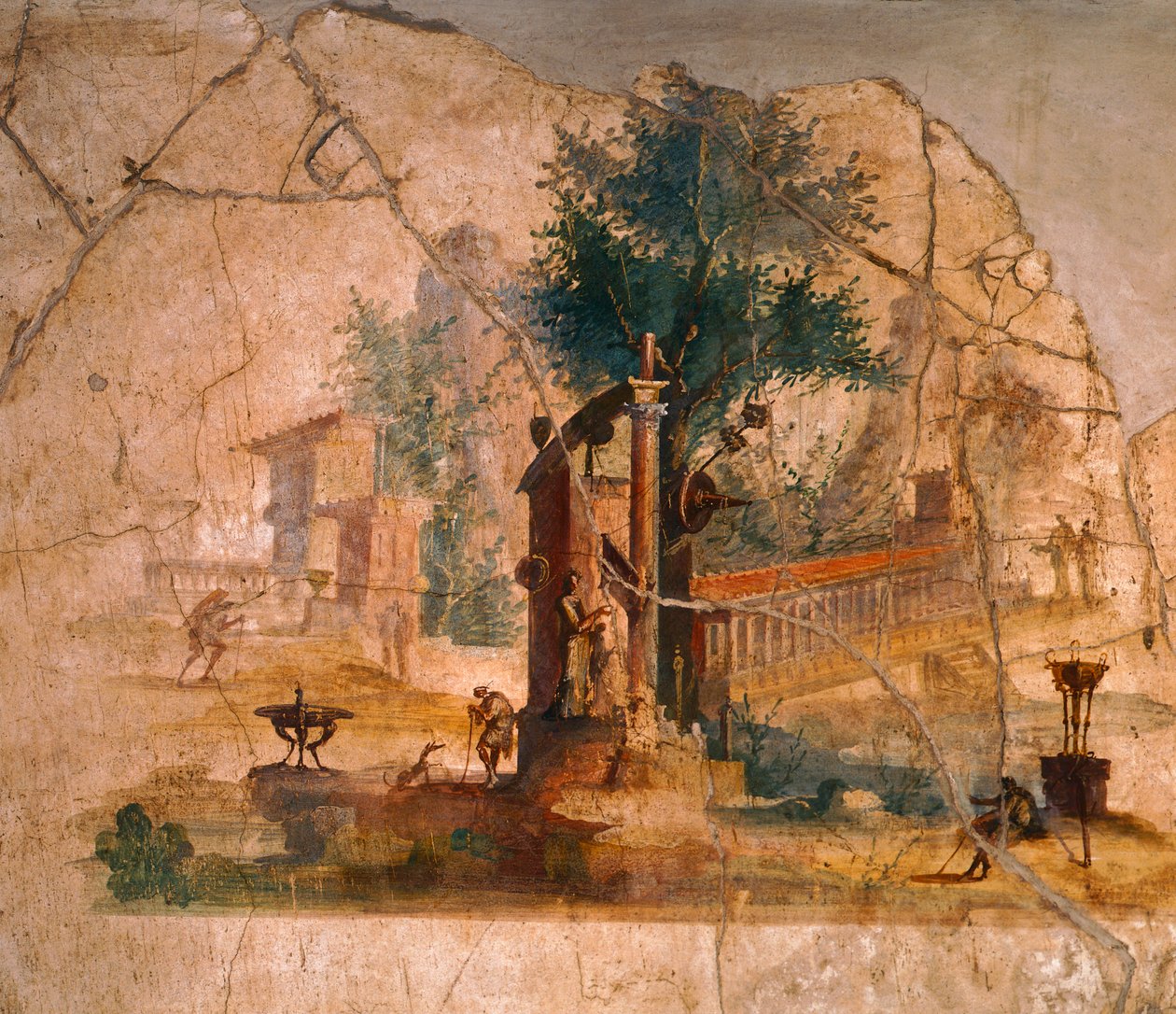 Maisemaa kuvaava fresko Agrippa Postumusin huvilasta Pompejista (UNESCOn maailmanperintöluettelo) tekijältä Roman Roman