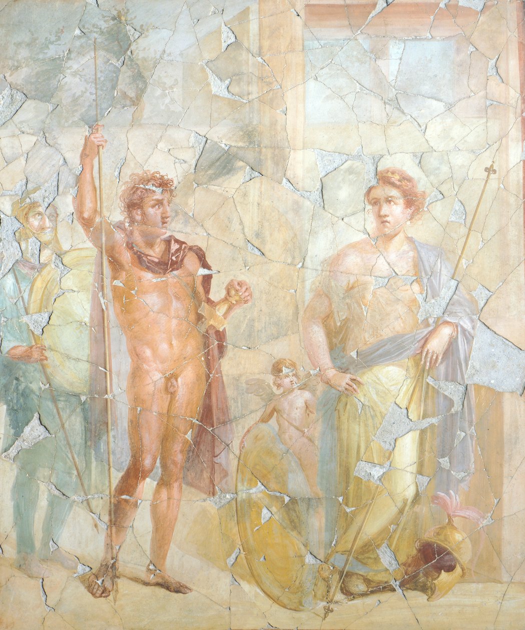 Fresko, joka kuvaa mytologista aihetta, Fabius Rufuksen talo, Pompeji, Campania, roomalainen sivilisaatio tekijältä Roman Roman