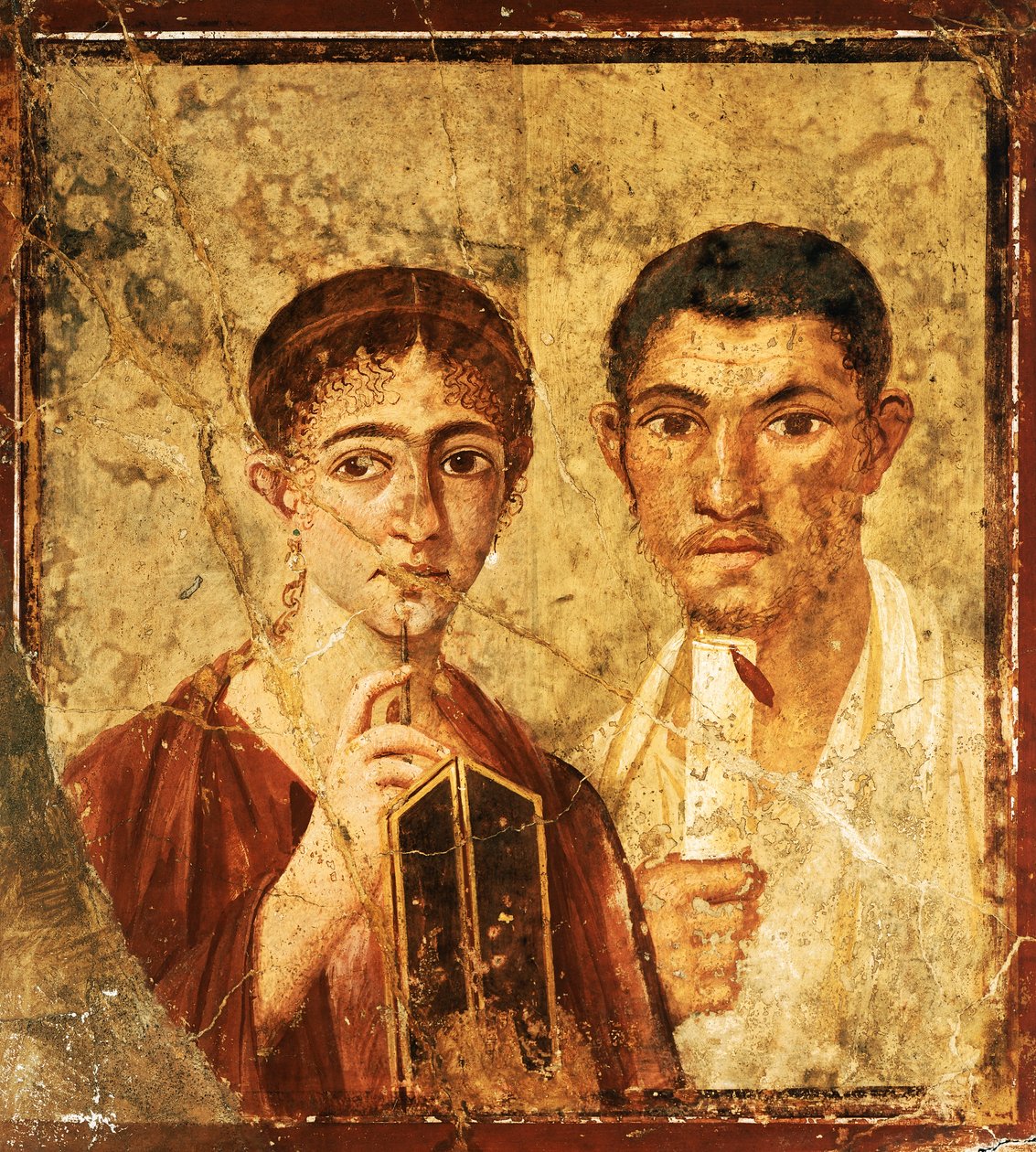 Fresko, jossa on muotokuva Paquio Proculosta ja hänen vaimostaan Pompejista (UNESCOn maailmanperintöluettelo) tekijältä Roman Roman