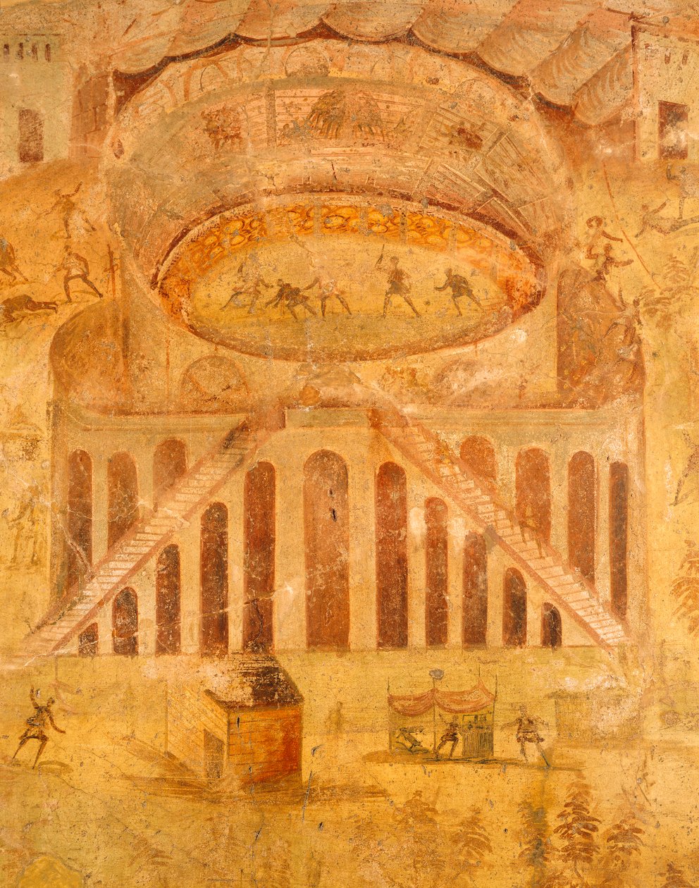 Fresko, joka kuvaa pompeilaisten ja Nocerinin välistä riitaa amfiteatterissa, Pompejista, Campaniasta, roomalaisesta sivilisaatiosta tekijältä Roman Roman