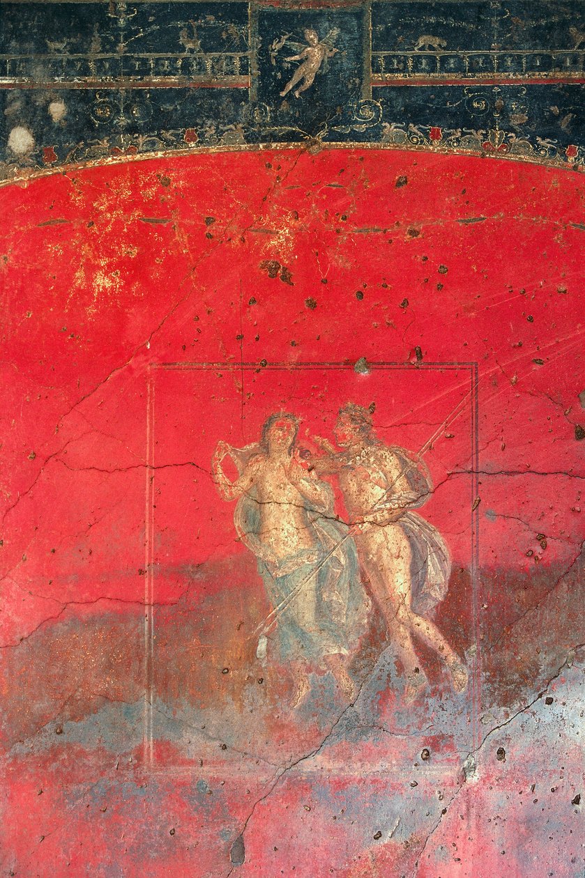 Fresko lähellä House of Vettii, joka kuvaa kahta mytologista hahmoa, Pompeijiä (UNESCOn maailmanperintökohde tekijältä Roman Roman
