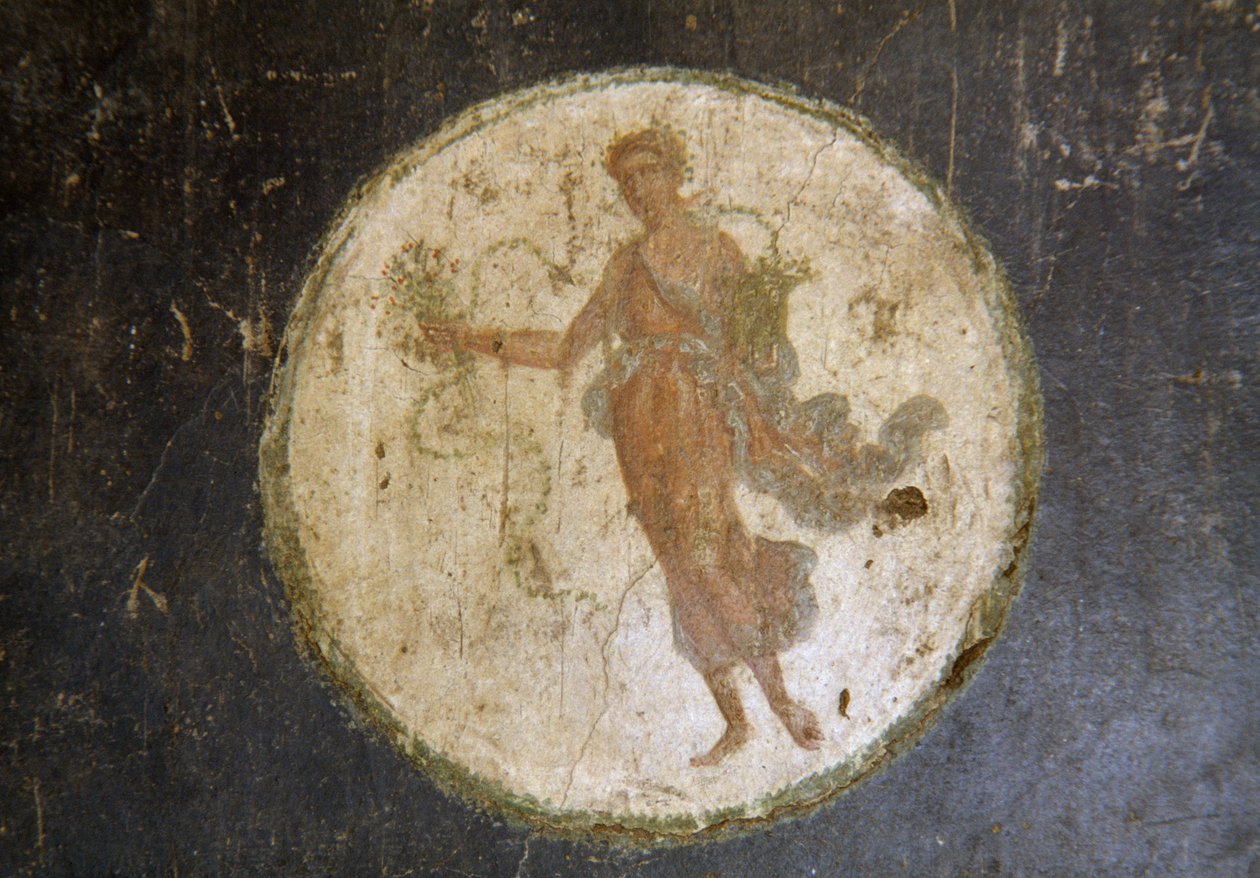 Fresko medaljongilla, oikea siipi House of Vettii -rakennuksessa Pompejissa (UNESCOn maailmanperintöluettelo) tekijältä Roman Roman