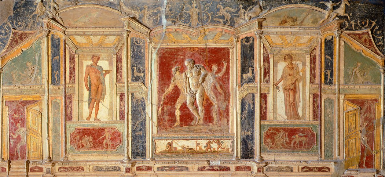 Fresko seinäkoristeella, House of Meleagrosta, Pompejista (UNESCOn maailmanperintöluettelo) tekijältä Roman Roman