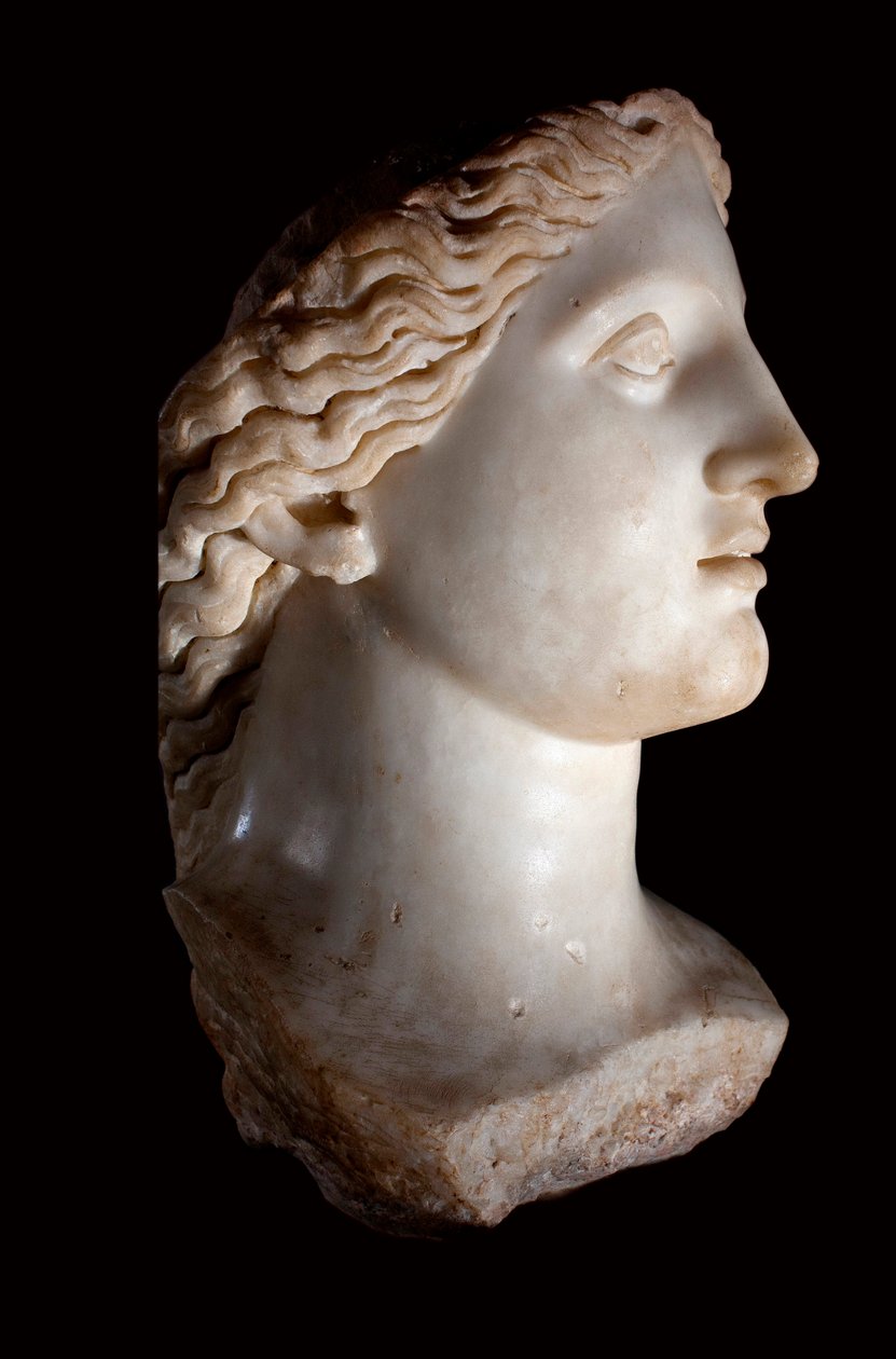 Jumalatar Junonin pää - Valkoinen marmoriveistos, roomalainen aika, Banasa (Marokko) - Musee d