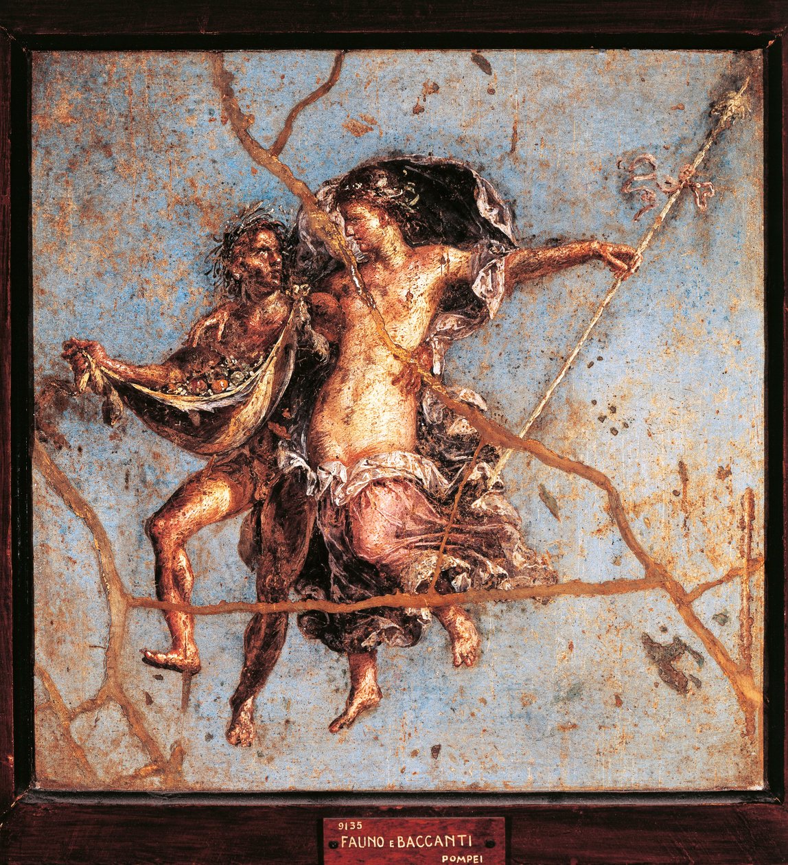 Italia, Campania, Pompei, Faun ja Maenad Dioscurin talosta, fresko tekijältä Roman Roman