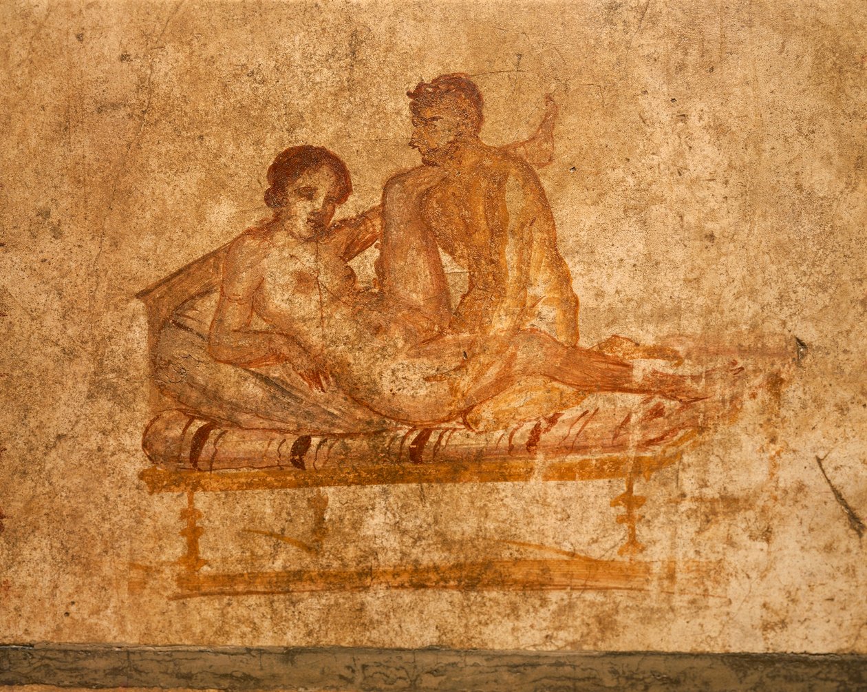 Italia, Campanian alue, Napolin maakunta, Pompei, Vettii-talo, Eroottinen fresko tekijältä Roman Roman