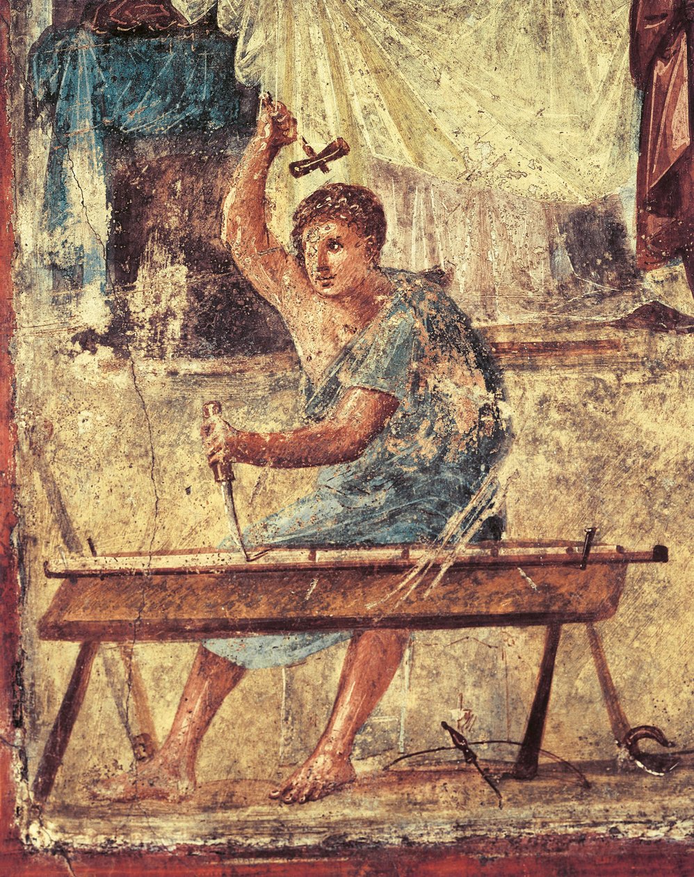 Italia, Campanian alue, Napolin maakunta, Pompei, Vettii-talo, puuseppää kuvaava fresko tekijältä Roman Roman
