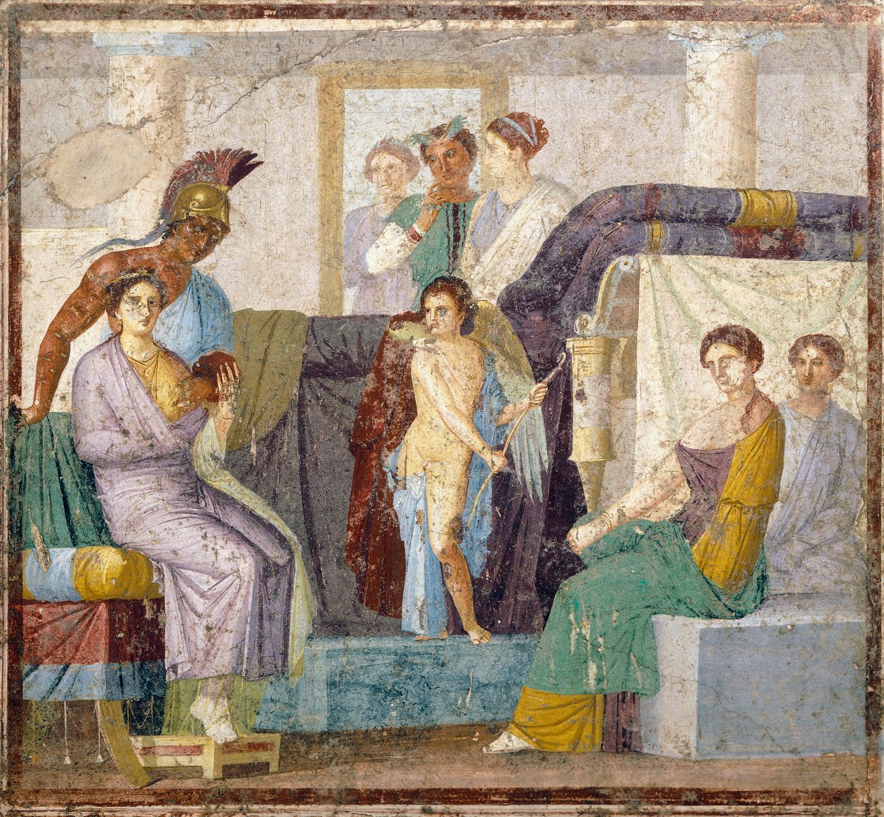 Venuksen ja Marsin avioliitto, tabliiniseinämaalaus Marco Lucrezio Fronton talosta, Pompejista, Campaniasta, roomalaisesta sivilisaatiosta tekijältä Roman Roman