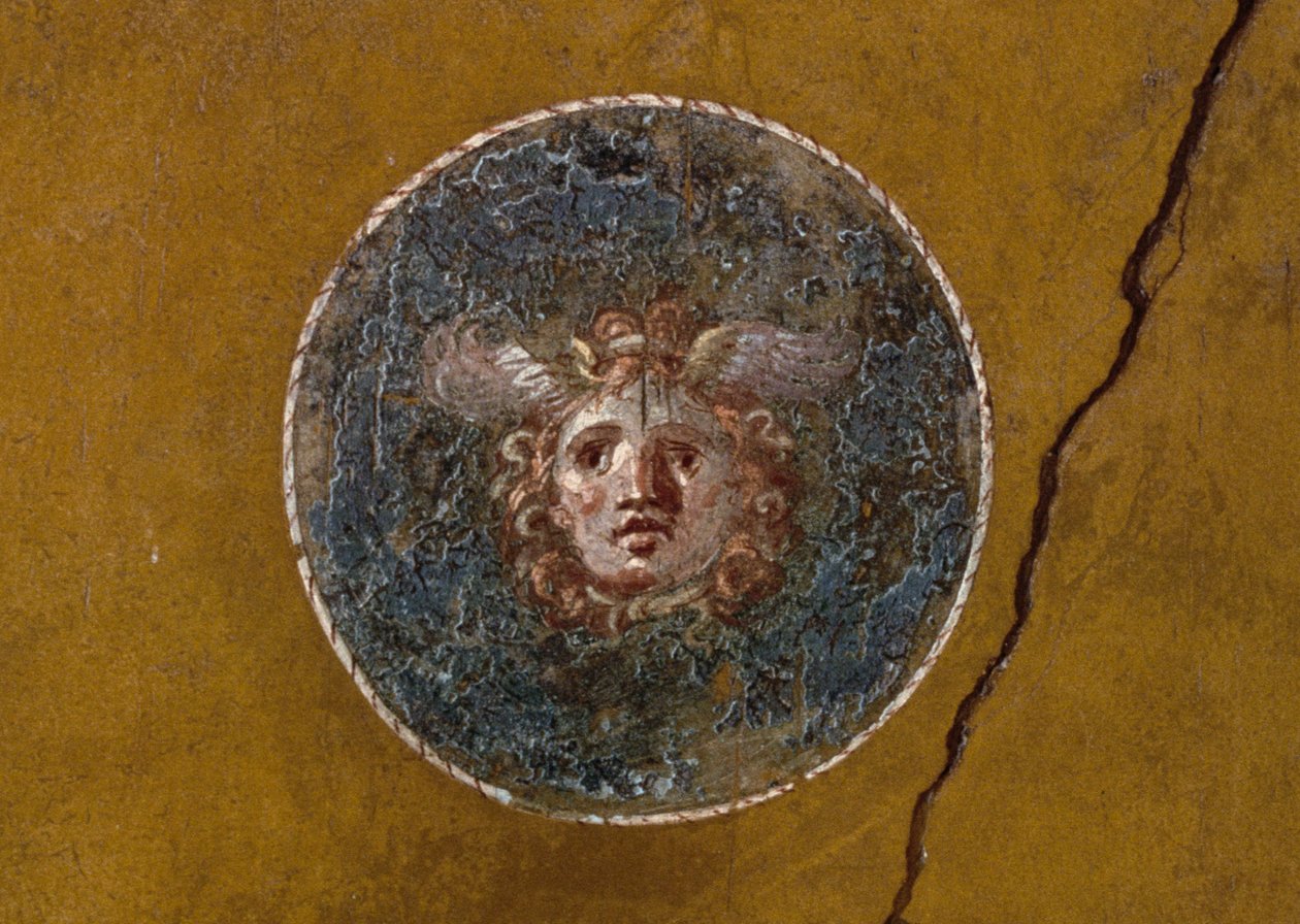 Medallion Gorgonin päällä, oikea siipi House of Vettii -rakennuksessa Pompejissa (UNESCO:n maailmanperintöluettelo) tekijältä Roman Roman