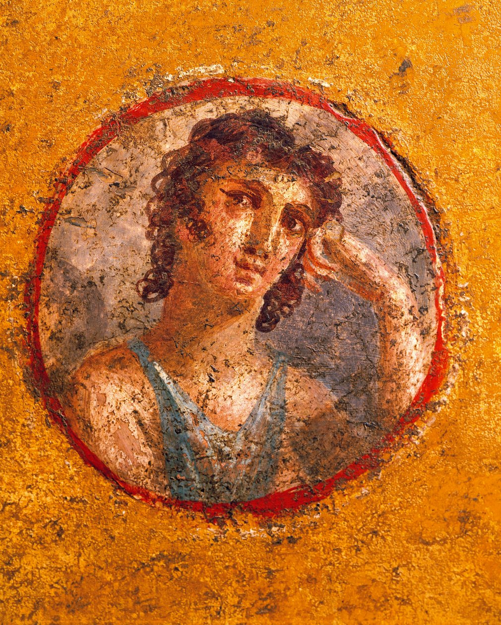 Medaljonki pojan muotokuvalla, fresko, Casa degli Amorini Doratista (Kultaisten Cupidojen talo) Pompejista tekijältä Roman Roman