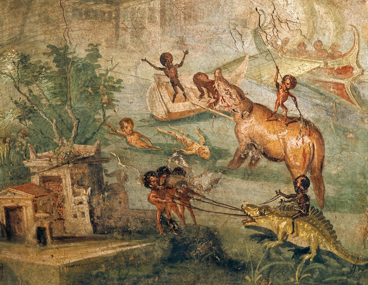 Nilotic maisema pygmeillä, House of Physician Pompejista tekijältä Roman Roman