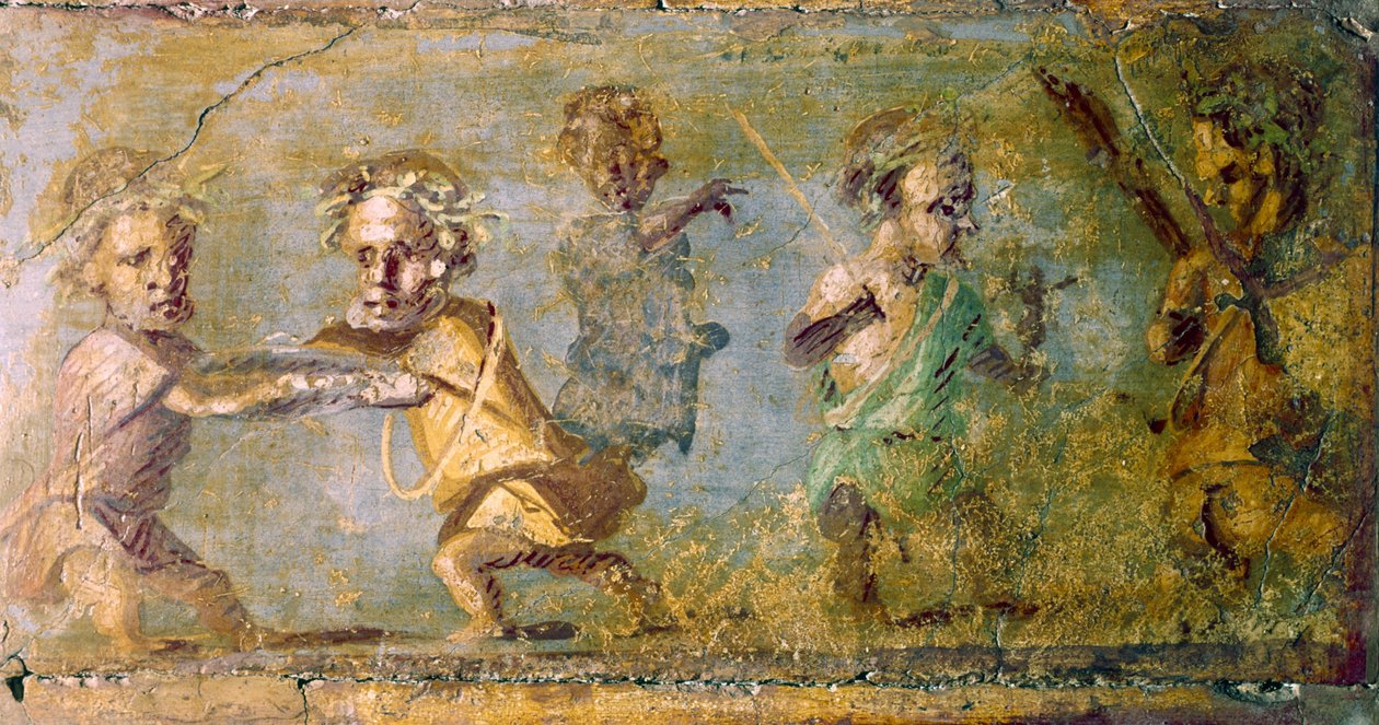 Pompeji. Kääpiöiden metsästys. Fresko. Napolin kansallismuseo tekijältä Roman Roman