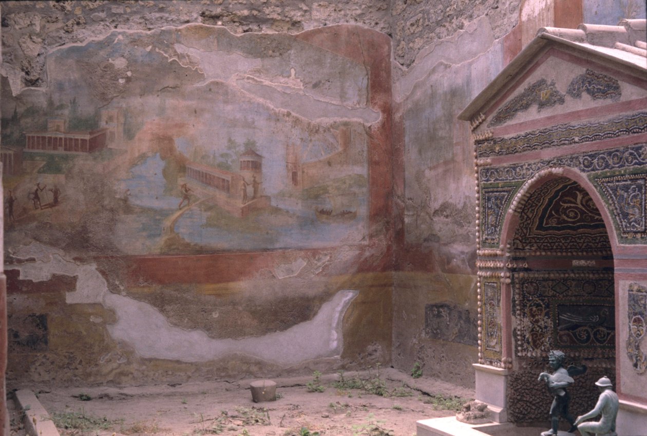 Pompeji, Casa de Diana ja amfitriittilähde ja seinämaalaus, Italia (kuva) tekijältä Roman Roman