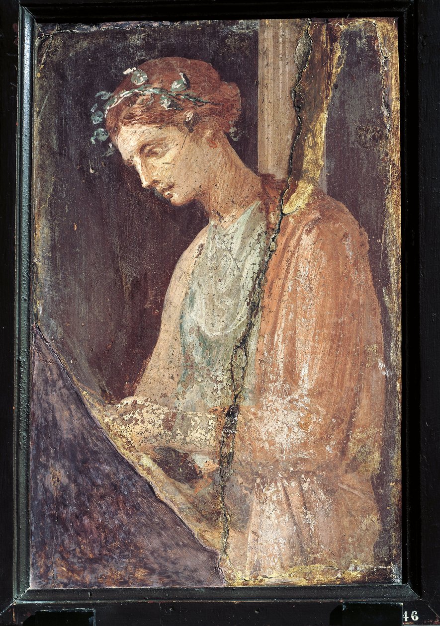 Profiilimuotokuva nuoresta naisesta Italiasta, Campaniasta, Pompejista, maalaus kipsille, 55-79 jKr. tekijältä Roman Roman