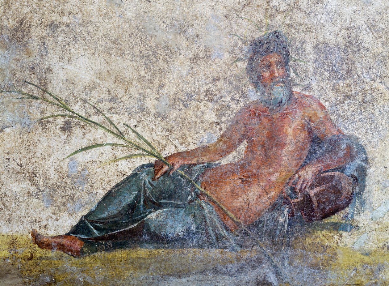 Joen jumala, fresko Pompejista, Campaniasta, Italiasta, roomalaisesta sivilisaatiosta tekijältä Roman Roman