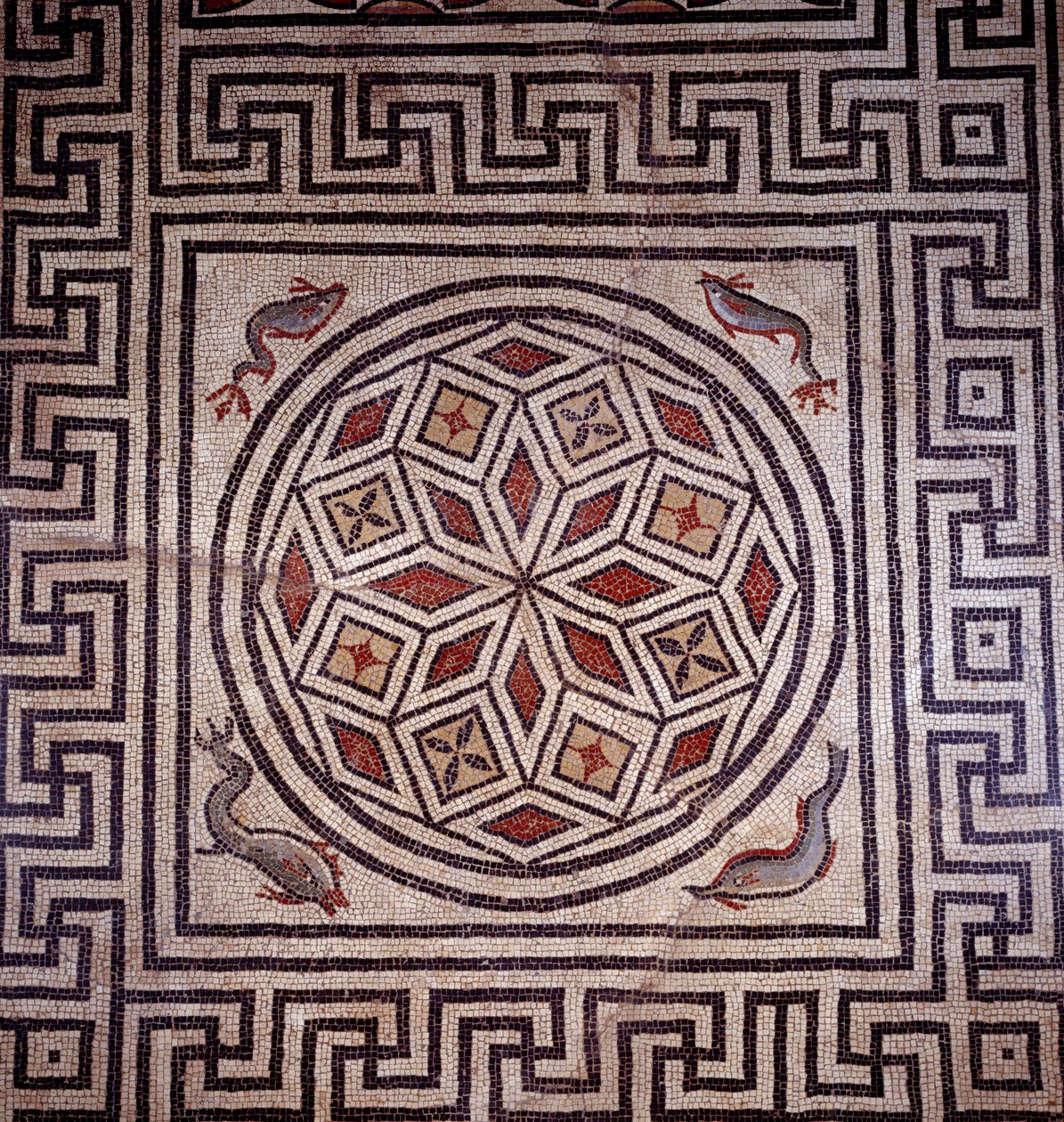 Roomalainen taide: delfiinien mosaiikkisisustus. Nimes, arkeologinen museo. tekijältä Roman Roman
