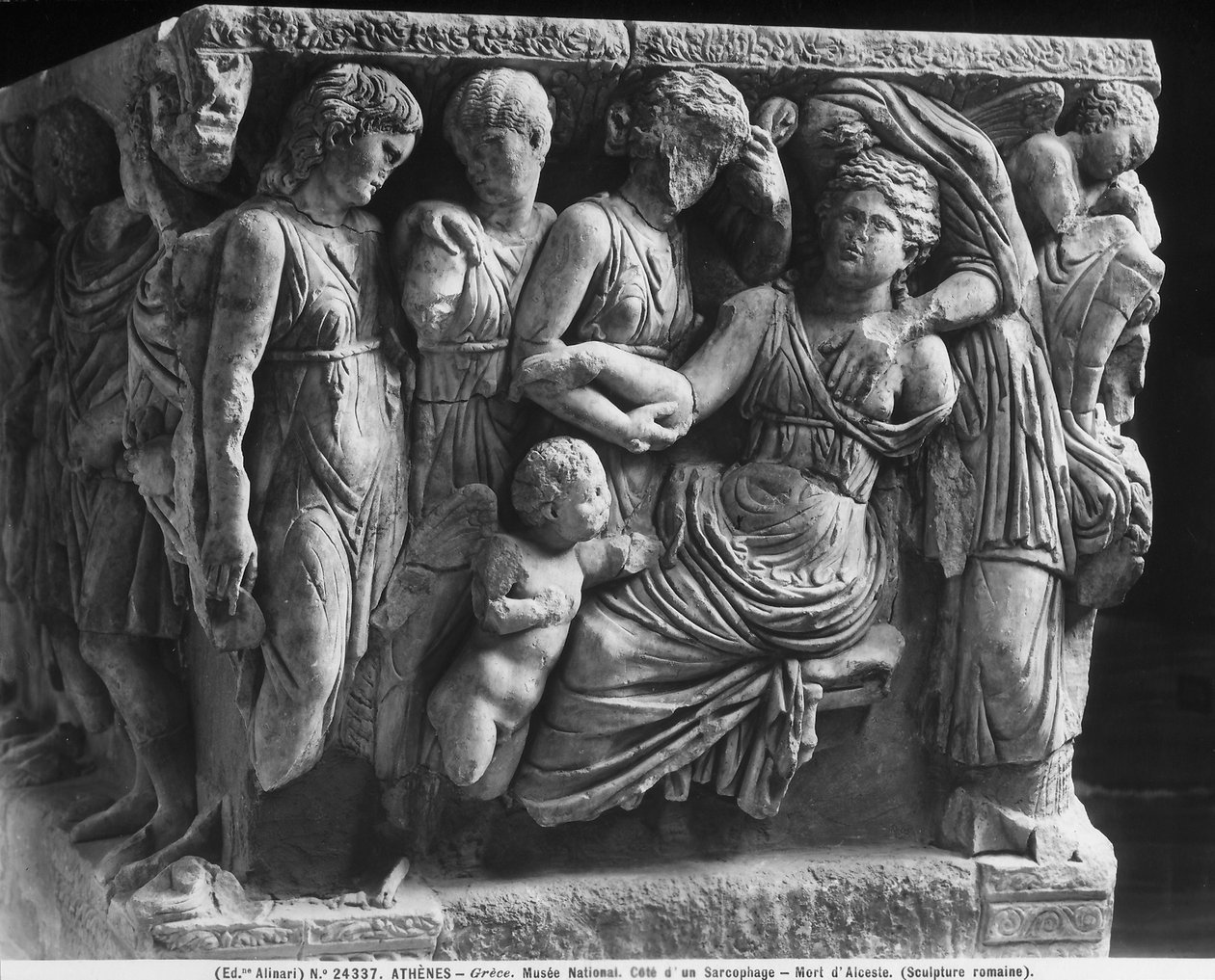 Sarkofagin helpotus Alcestiksen kuolemalla (marmori) tekijältä Roman Roman