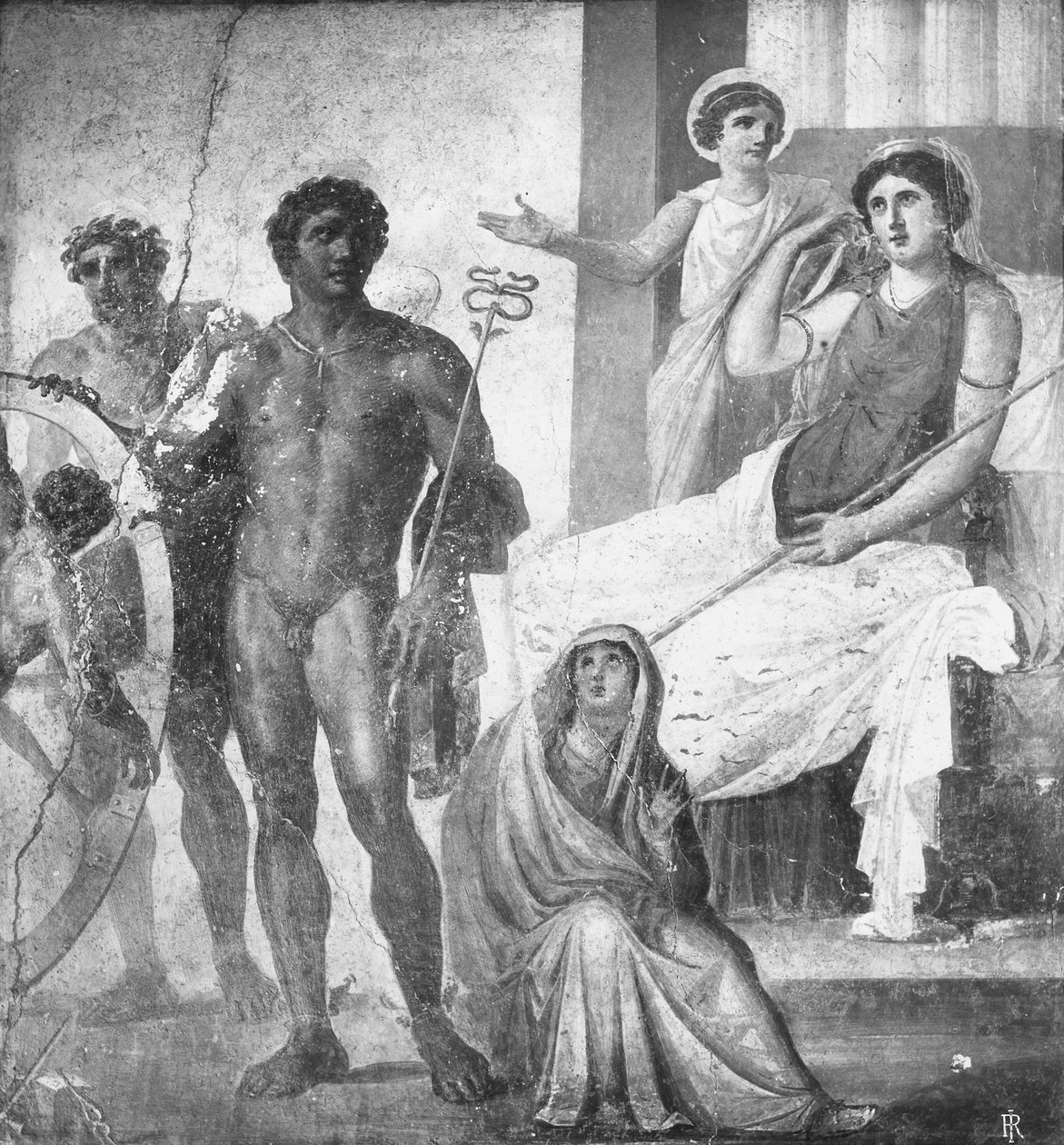 Kohtaus Ixionin kidutuksesta, yksityiskohta Casa dei Vettiistä (Vettien talo) n. 63-79 jKr (fresko) (m/v kuva) tekijältä Roman Roman